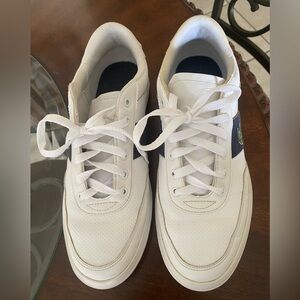 Lacoste White Sneakers with Blue Detail